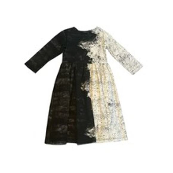 LITTLE CREATIVE FACTORY Scribble Long Dress 100% Organic Cotton Dress Girl 8 Yr. - Picture 2 of 10